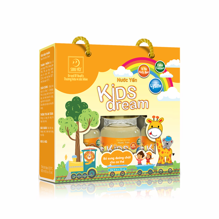 Nước Yến Kids Dream (Lysine) (Tổ yến chưng 15%) Hộp 6 lọ